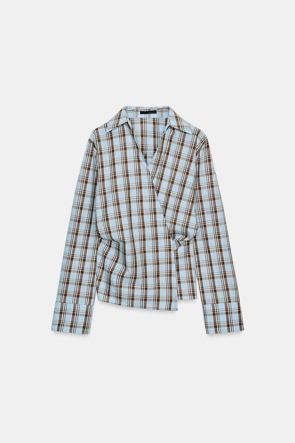 CHECK POPLIN WRAP SHIRT - Zara фото 14