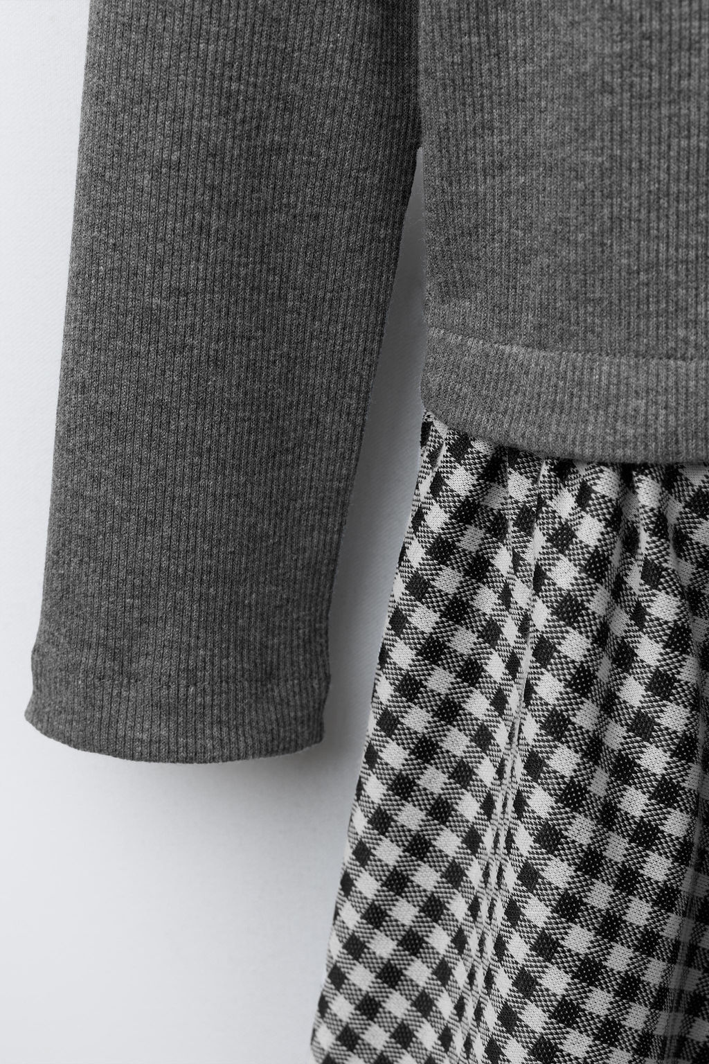 RIBBED COMBINATION DRESS WITH CHECK SKIRT - Zara фото 4