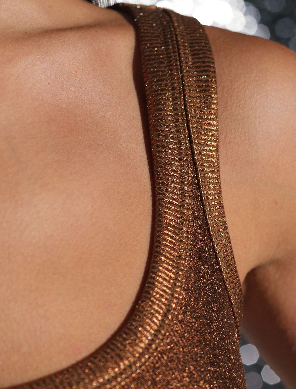 Топ в рубчик с широкими лямками с матовым покрытием металлик из хлопка с эластаном - Vilatte фото 3