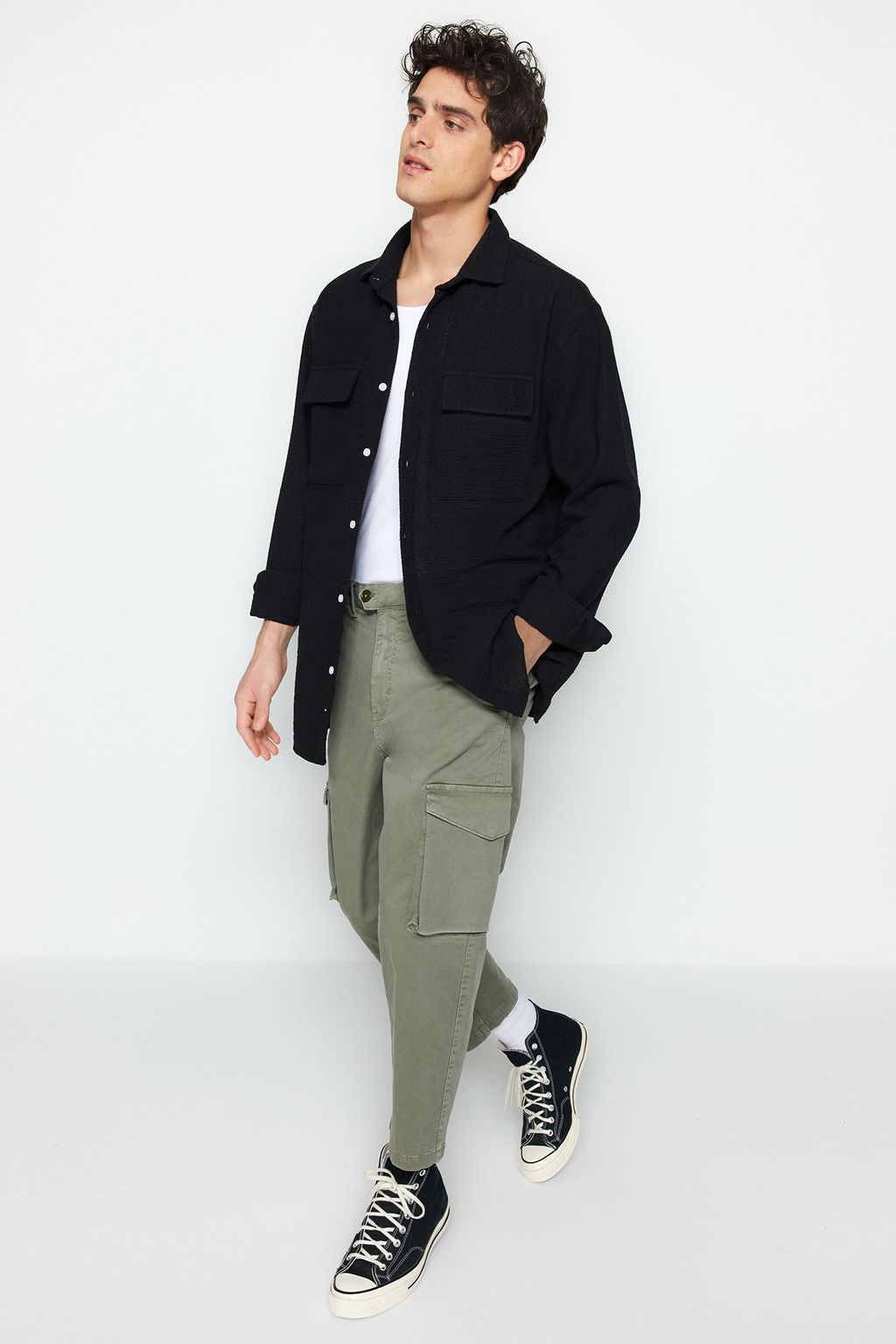 TRENDYOL MAN Ekru Oversize Fit Keten Dokulu Cift Cepli Ceket Gomlek TMNSS23GO00089 - Trendyolmilla фото 9