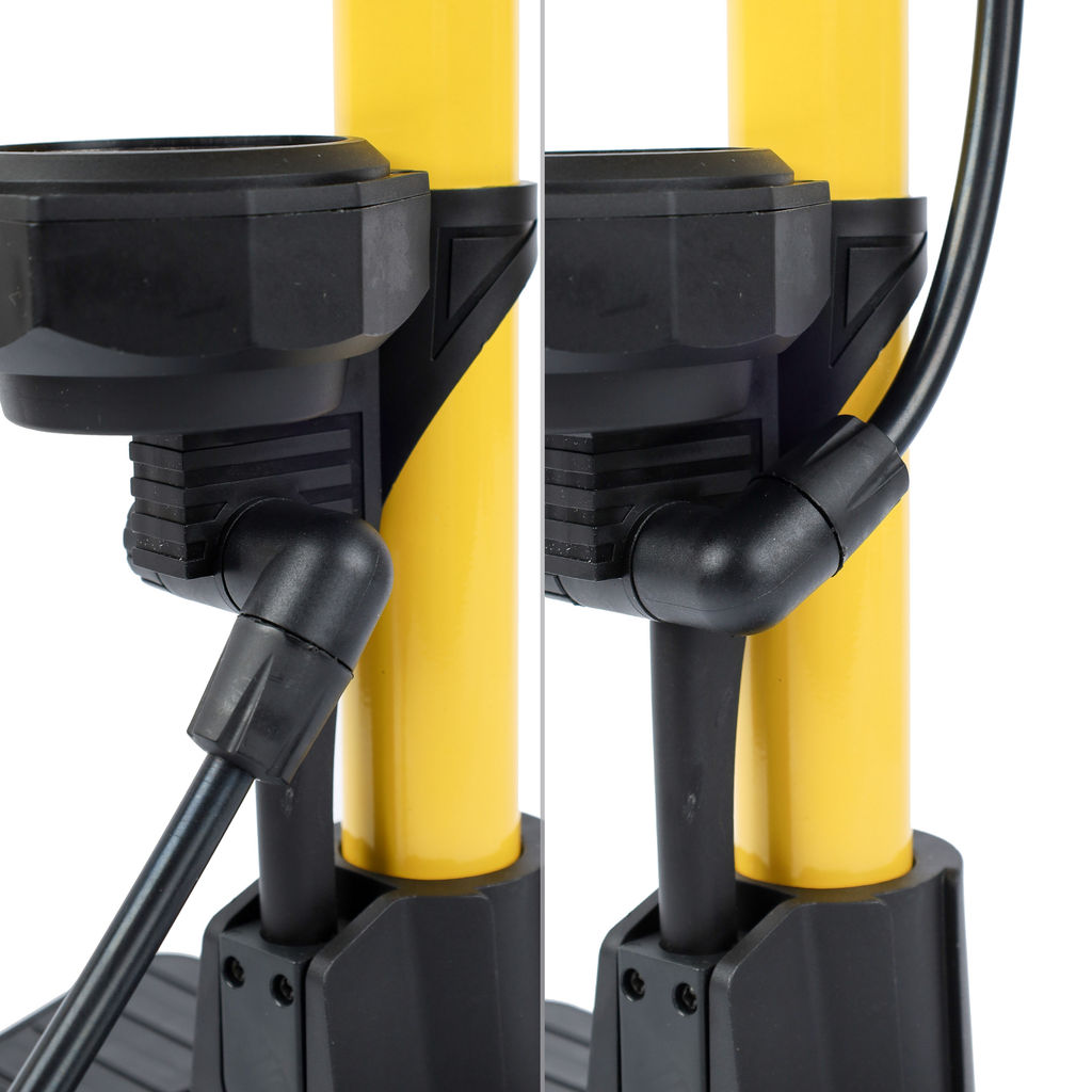 Насос напольный с манометром COMIRON VIVID, стальной цилиндр, складные ножки, съемная ручка, Presta-Schrader, 8,3 бар, вес 830гр. /уп 20 - Галеонтрейд фото 11