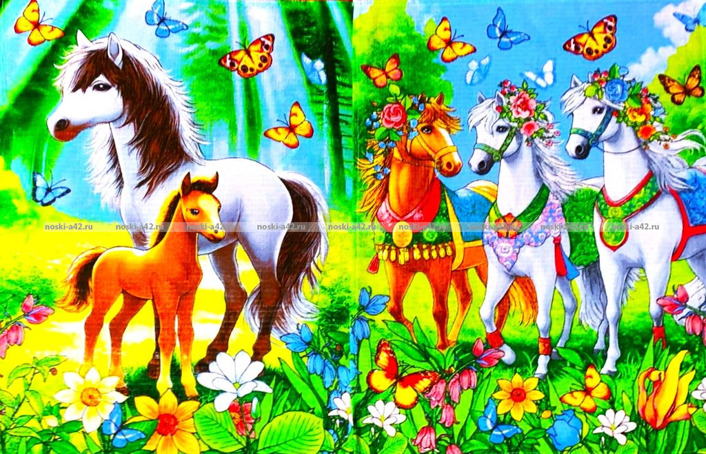 5 ШТУК - Полотенца вафельные - символ Года Лошади