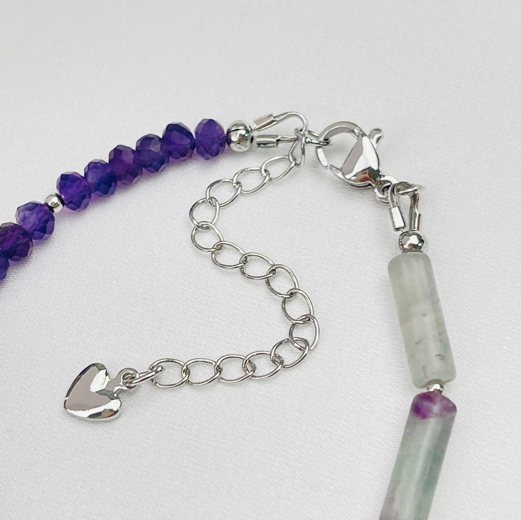 Браслет из Флюорита и Аметиста с подвеской 16,5 см +