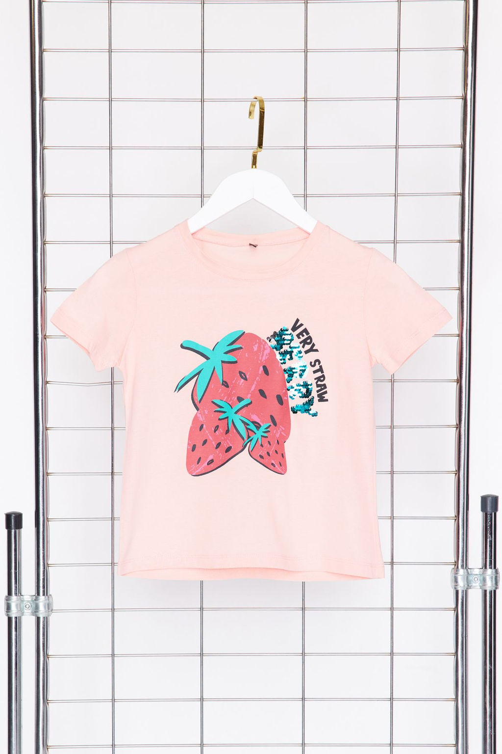 Pembe K?z Cocuk %100 Pamuk Cilek Desenli Regular/Normal Kal?p K?sa Kol Orme T-Shirt TKDSS24TS00007 - Trendyolmilla фото 5