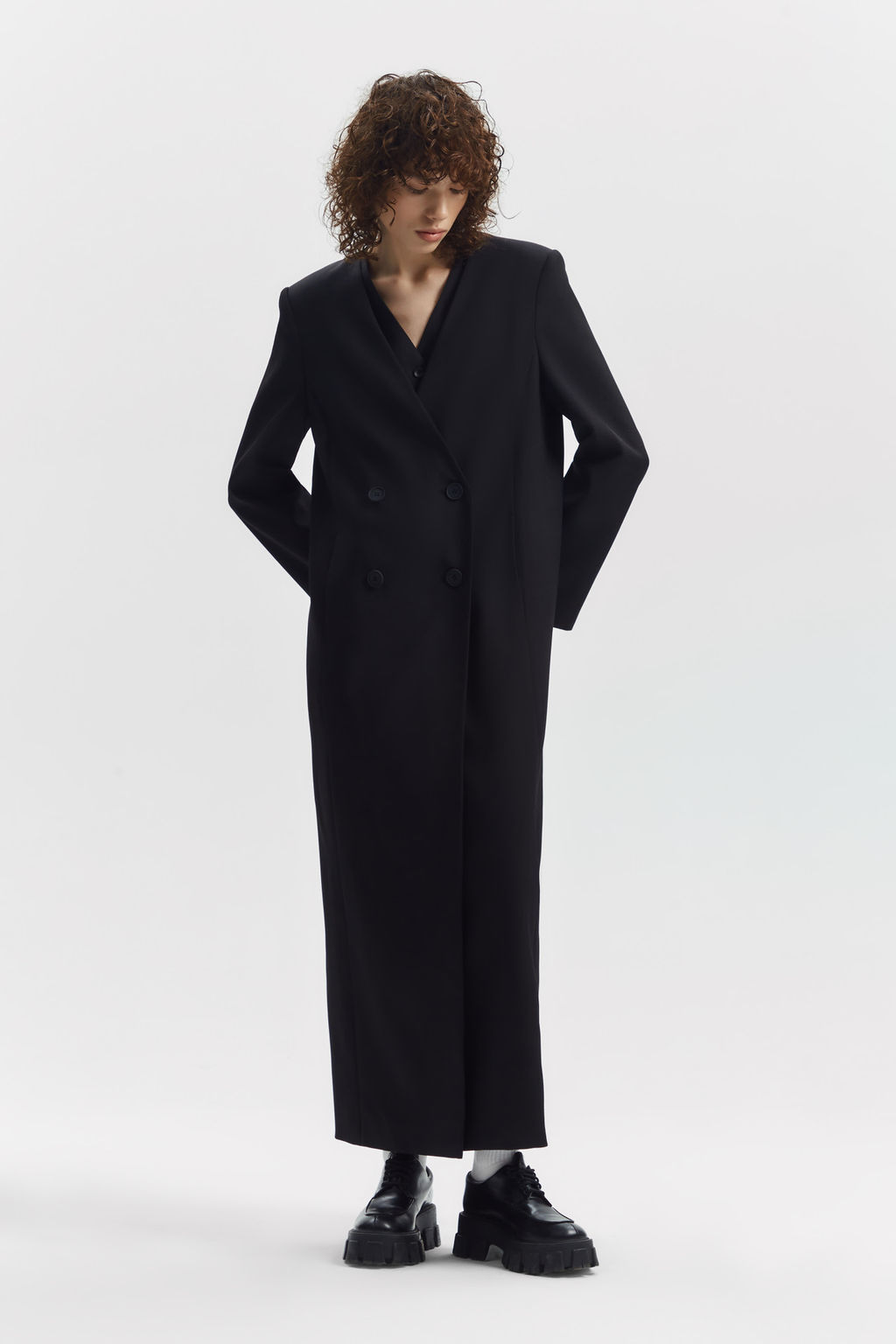 Плащ двубортный без воротника - Mollis фото 3