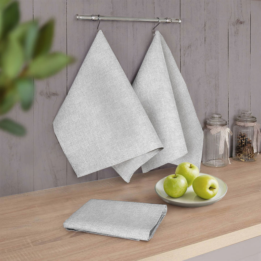 3шт Полотенце кухонное из рогожки - Текстура лён 45x60