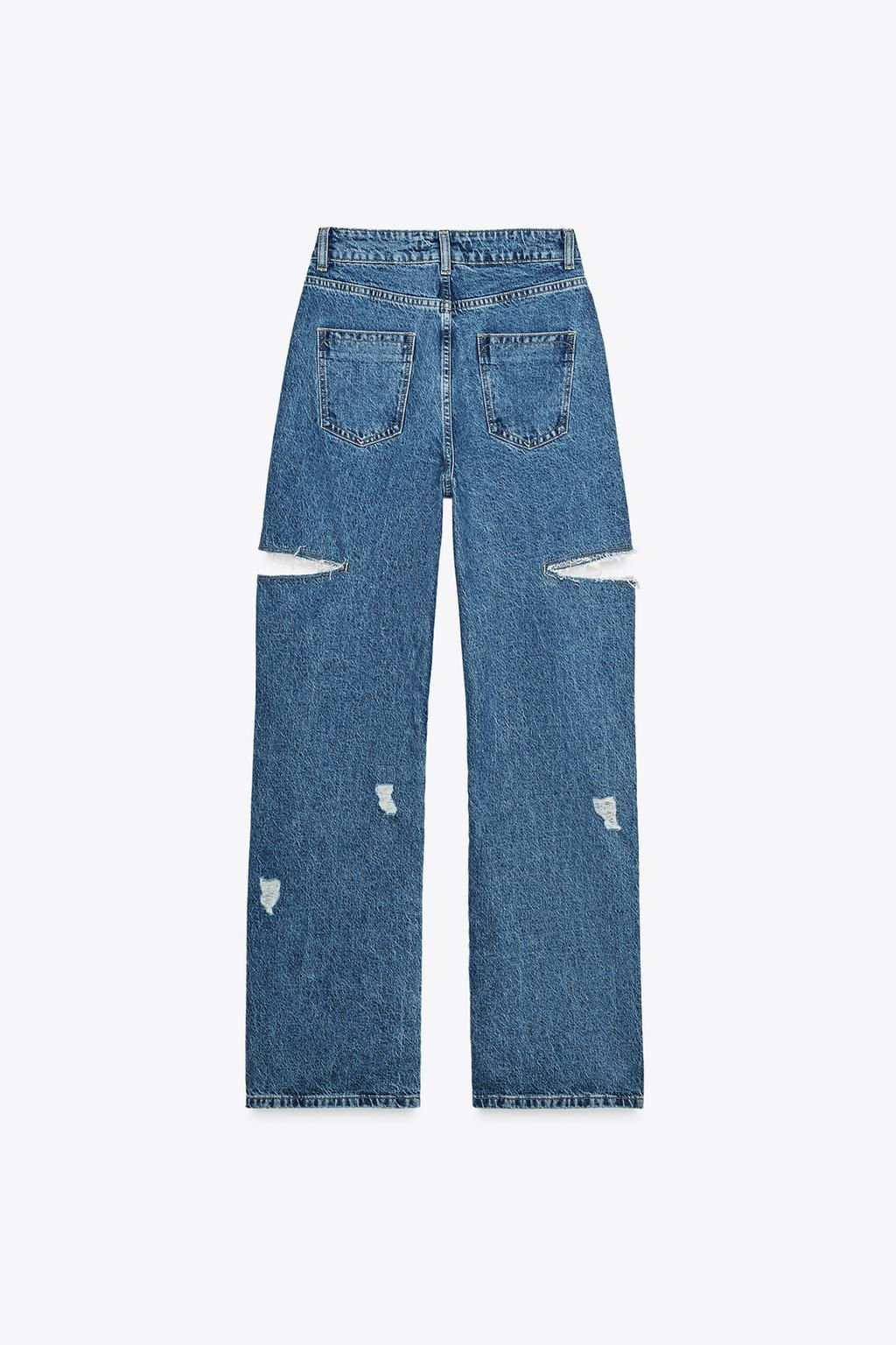 Z1975 STRAIGHT MID-WAIST JEANS WITH CUT OUTS AND RIPS - Zara фото 7