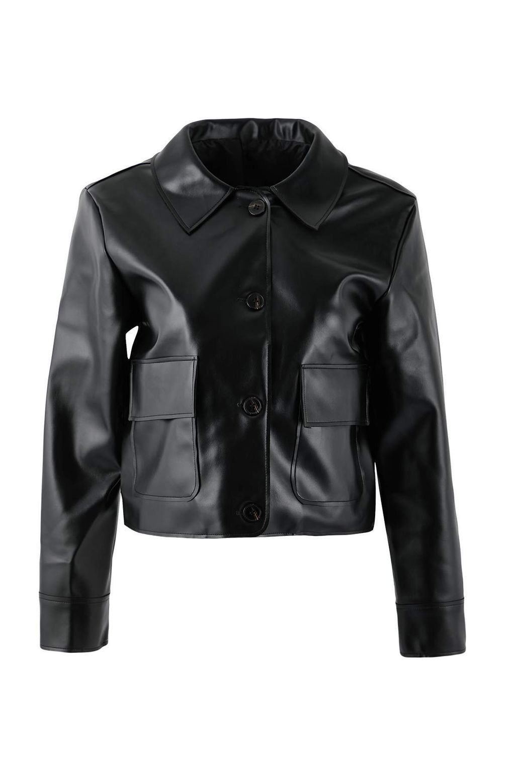 Koyu Kahverengi Suni Deri Gomlek Yaka Dokuma Ceket TWOAW26CE00008 - Trendyolmilla фото 9