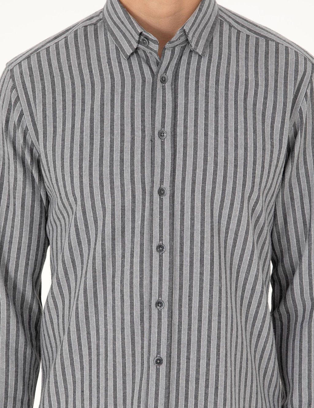 Gri Regular Fit _izgili Uzun Kollu G_mlek - Pierre cardin фото 6