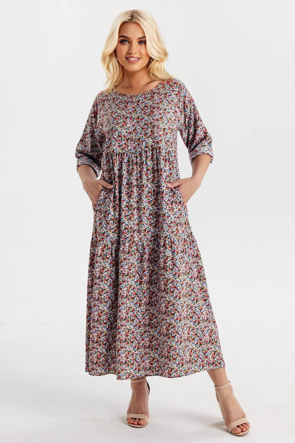 Платье штапель 5872/116/Голубой, коралловый - Rise фото 6