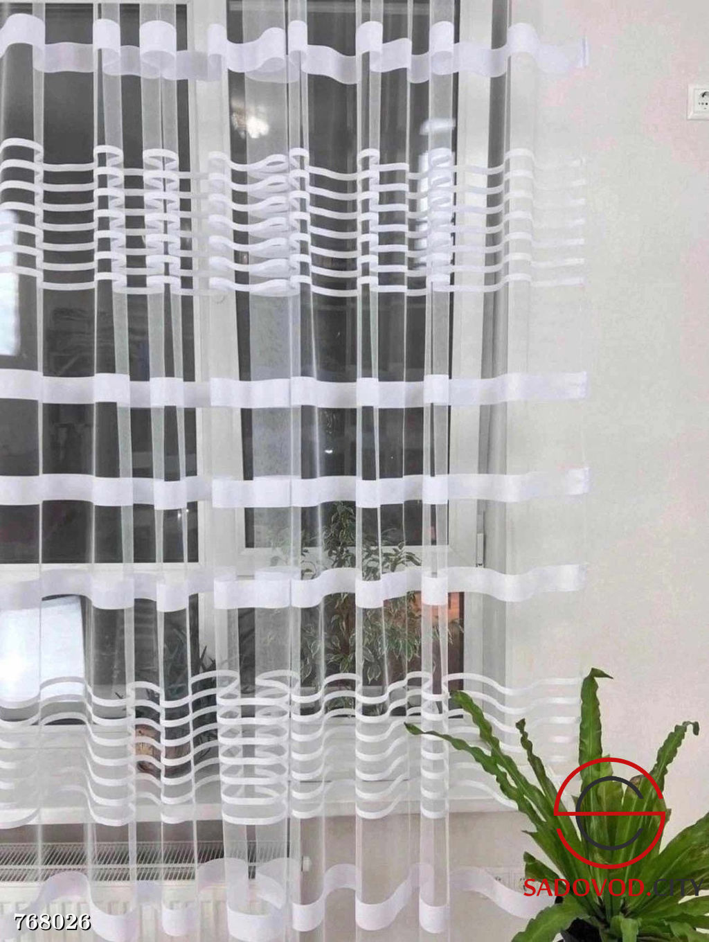 Тюль прозрачная в полоску