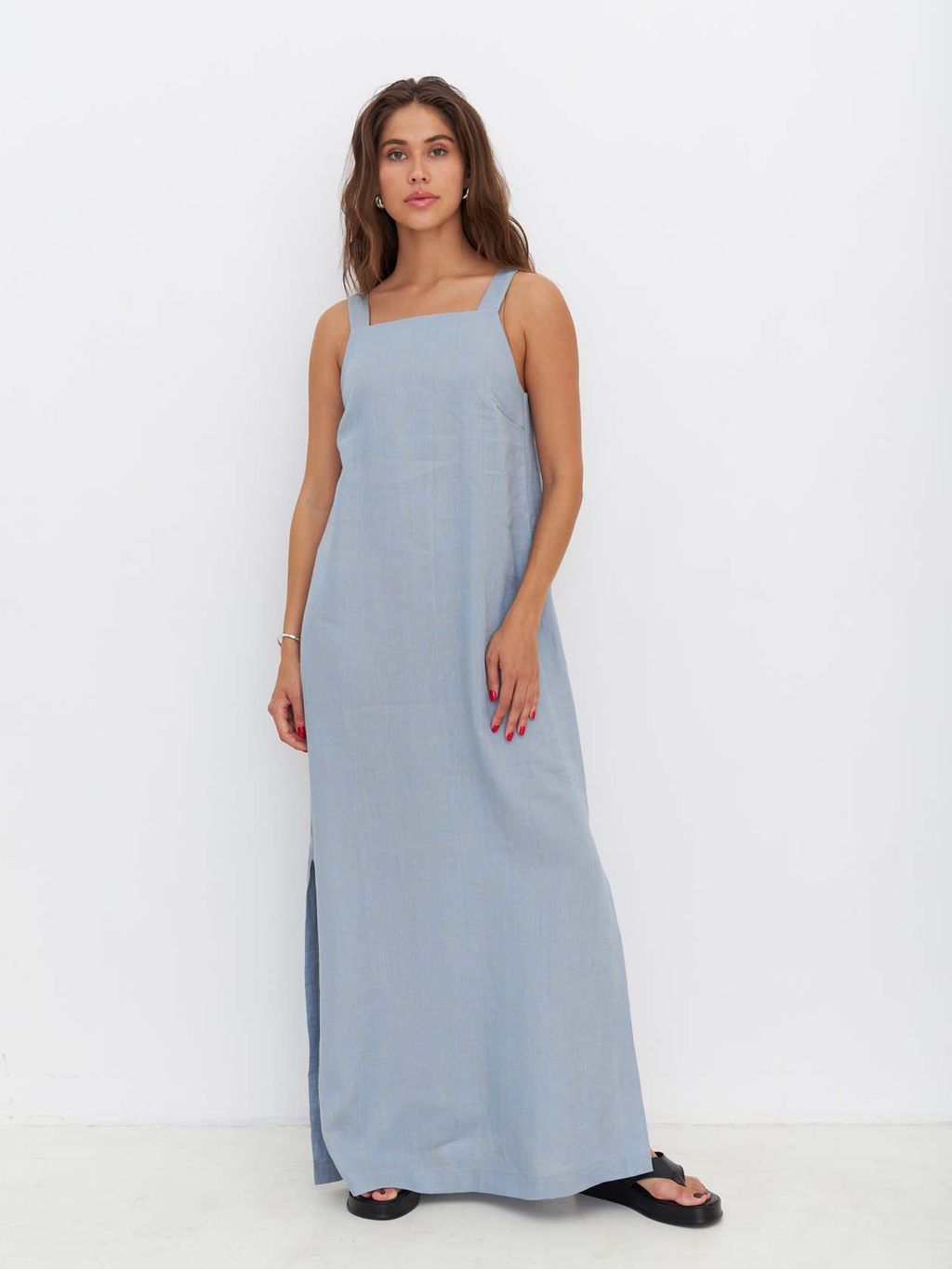 Сарафан длинный D010 1_LBMG/Светло-голубой меланж
