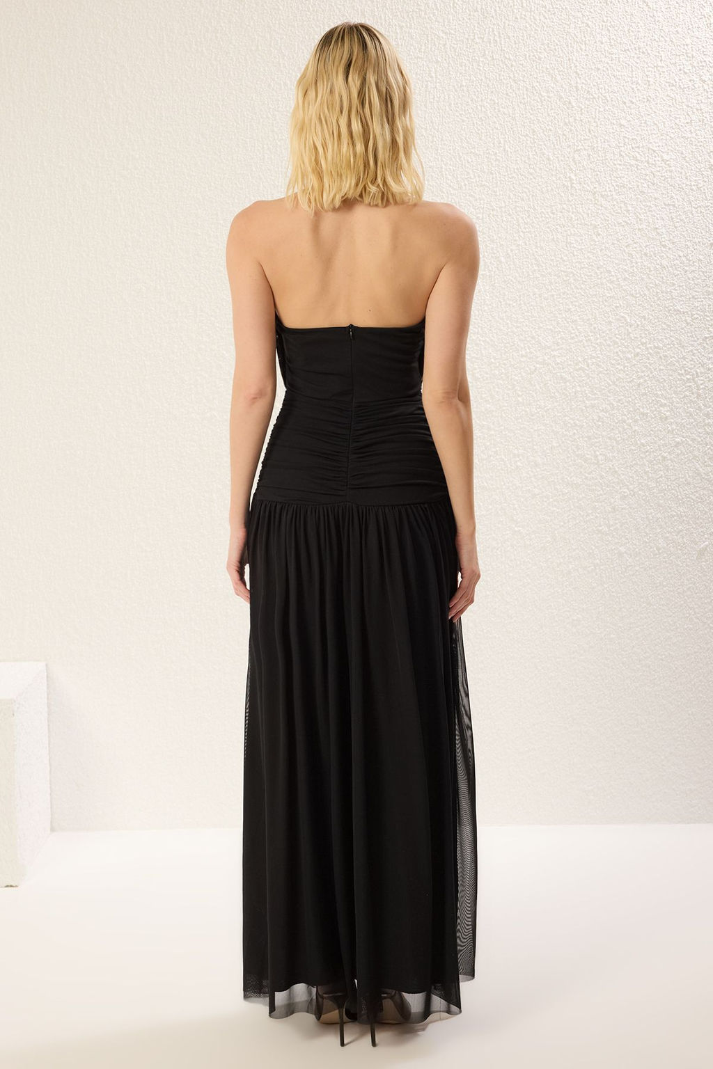 TRENDYOLMILLA Siyah A-Kesim Drape Detayl? Tul Orme Maxi Abiye & Mezuniyet Elbise TPRSS25AE00055 фото 5