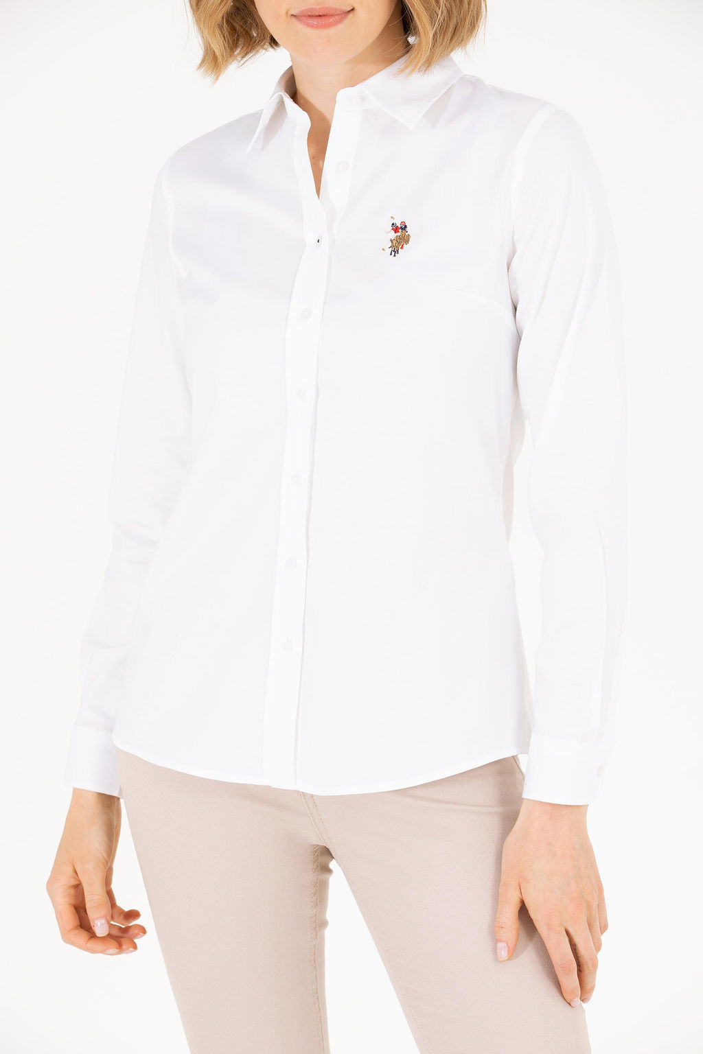 U. S. Polo Assn Женская белая базовая рубашка с длинным рукавом - U.s. polo assn фото 6