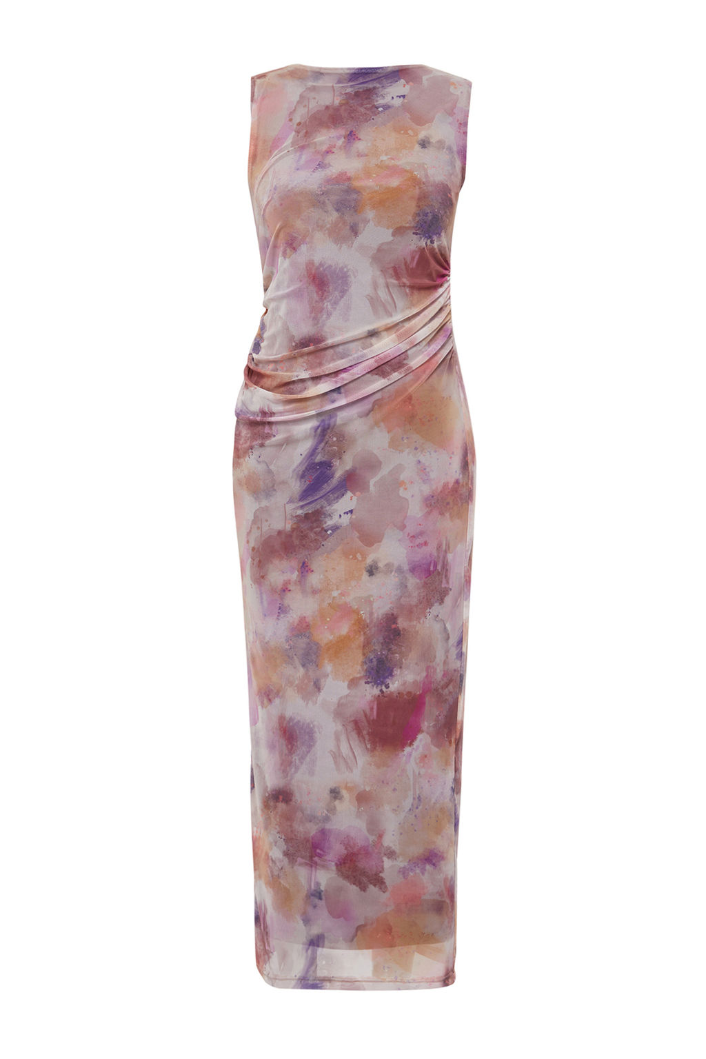 TRENDYOLMILLA Cok Renkli Buzgu/Drape Detayl? Desenli Vucuda Oturan Maxi Esnek Orme Kalem Elbise TWOSS24EL00078  фото 6