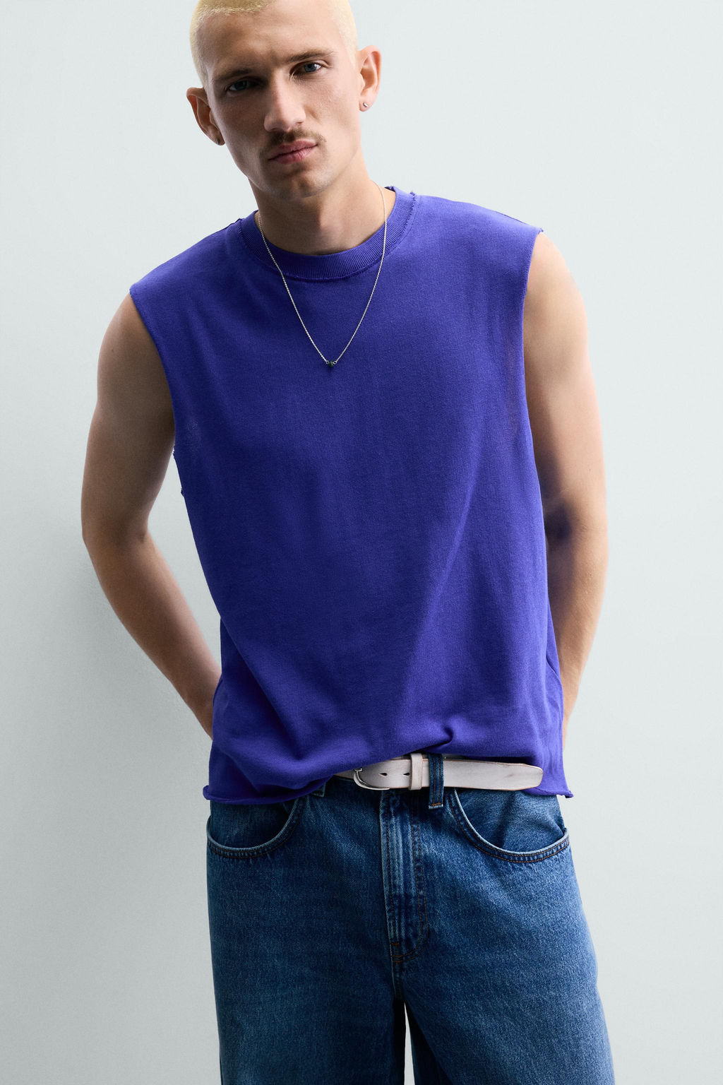 CAMISETA TANK PUNTO ALGOD?N / Azul el?ctrico - Zara фото 5