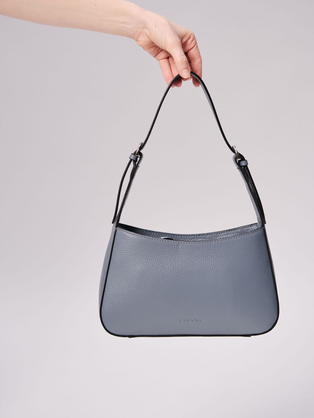 Сумка кожаная багет Deboro 31046 серый