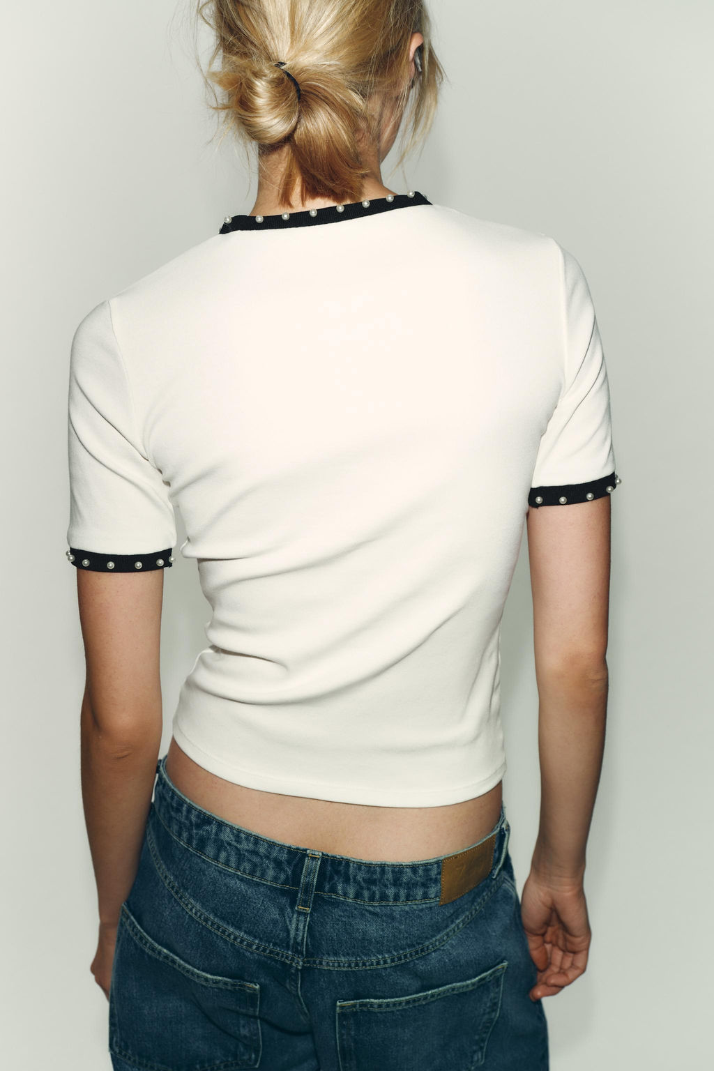 CHUNKY KNIT FAUX PEARL T-SHIRT - Zara фото 4