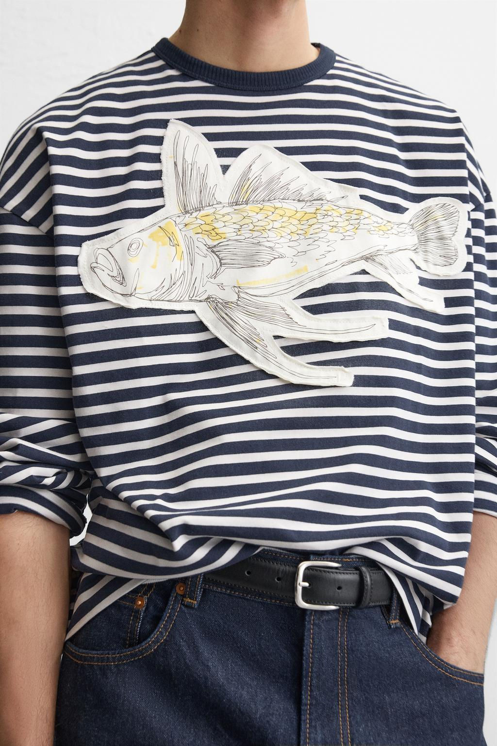 STRIPED PATCH T-SHIRT - Zara фото 6