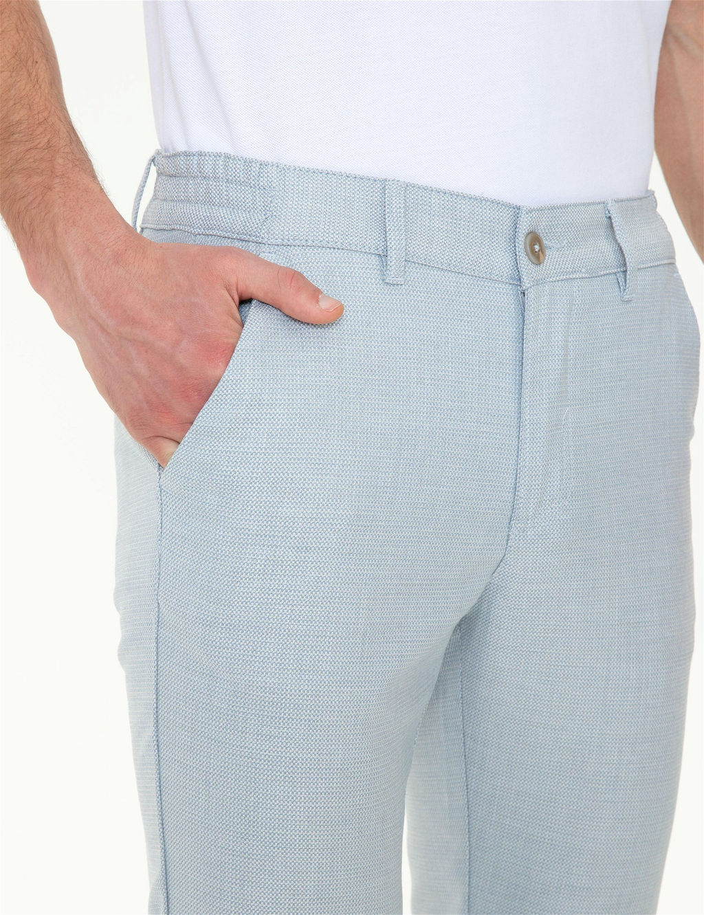 A__k Mavi Slim Fit Beli Lastikli Kanvas Pantolon - Pierre cardin фото 4