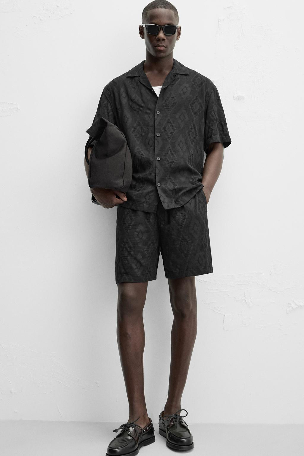 GEOMETRIC PRINT JACQUARD BERMUDA SHORTS - Zara фото 15