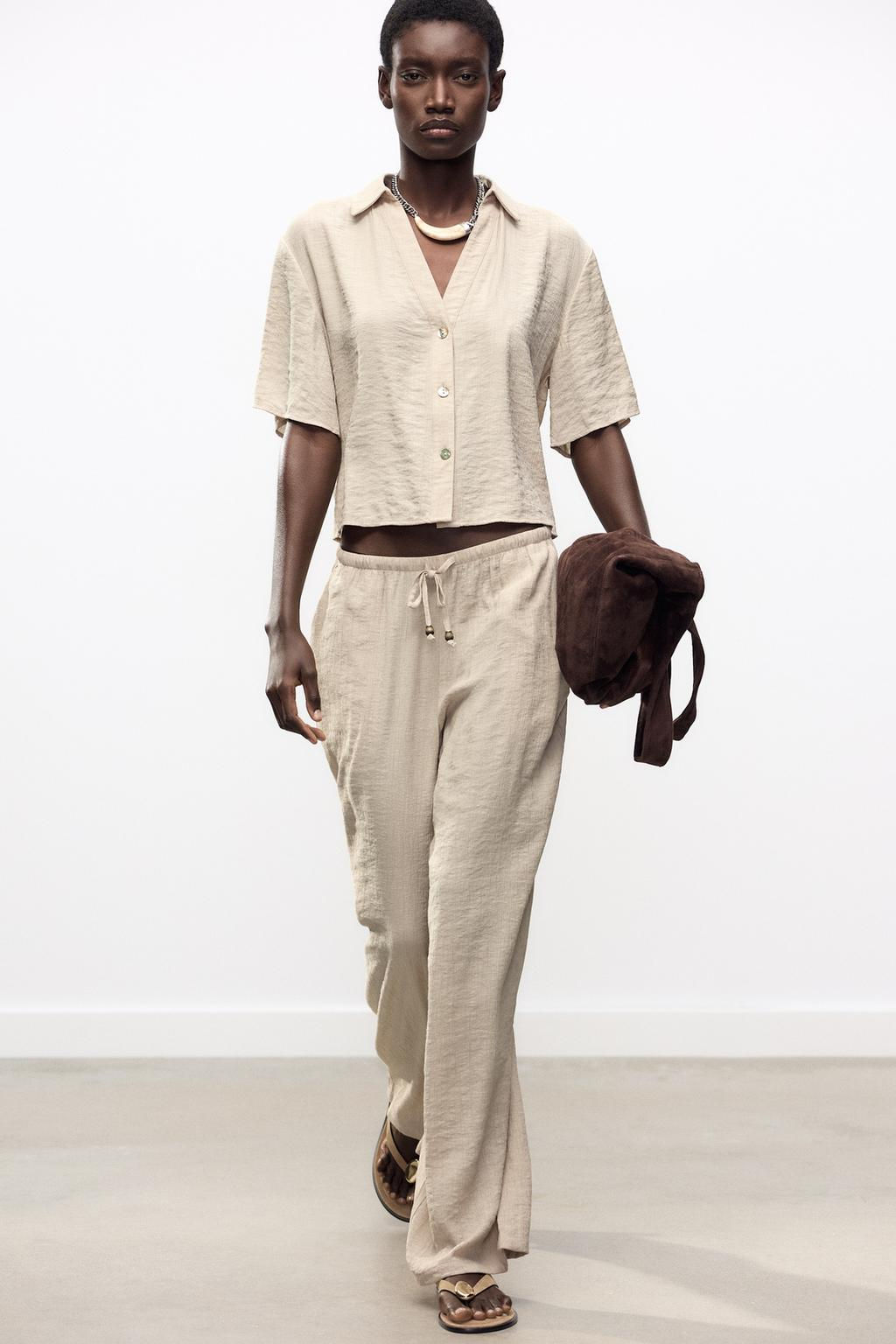 WIDE-LEG TROUSERS WITH ELASTIC WAISTBAND - Zara фото 13