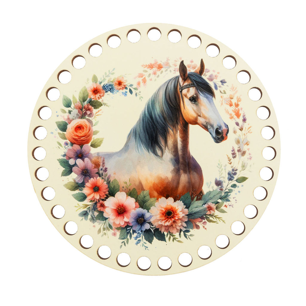 Заготовка для декорирования Love2art ДВ-01 Набор донышек для вязания Глянцевый фанера d 15 см х 0.4 см 2 шт 08 Лошадь