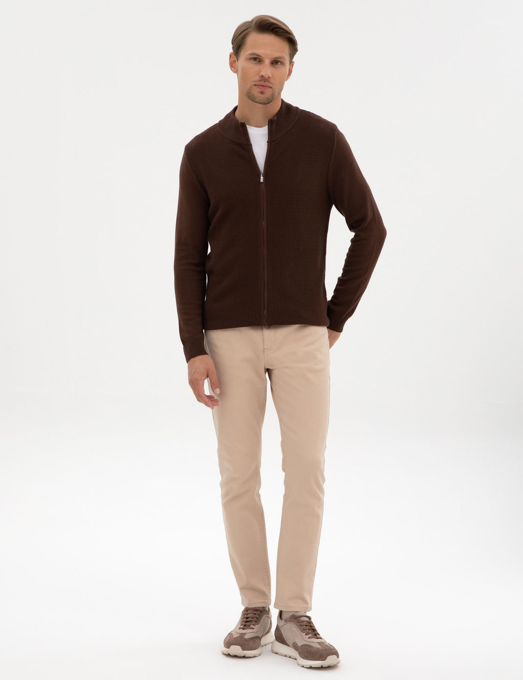 Kahverengi Slim Fit Fermuarl_ Triko H_rka - Pierre cardin фото 4