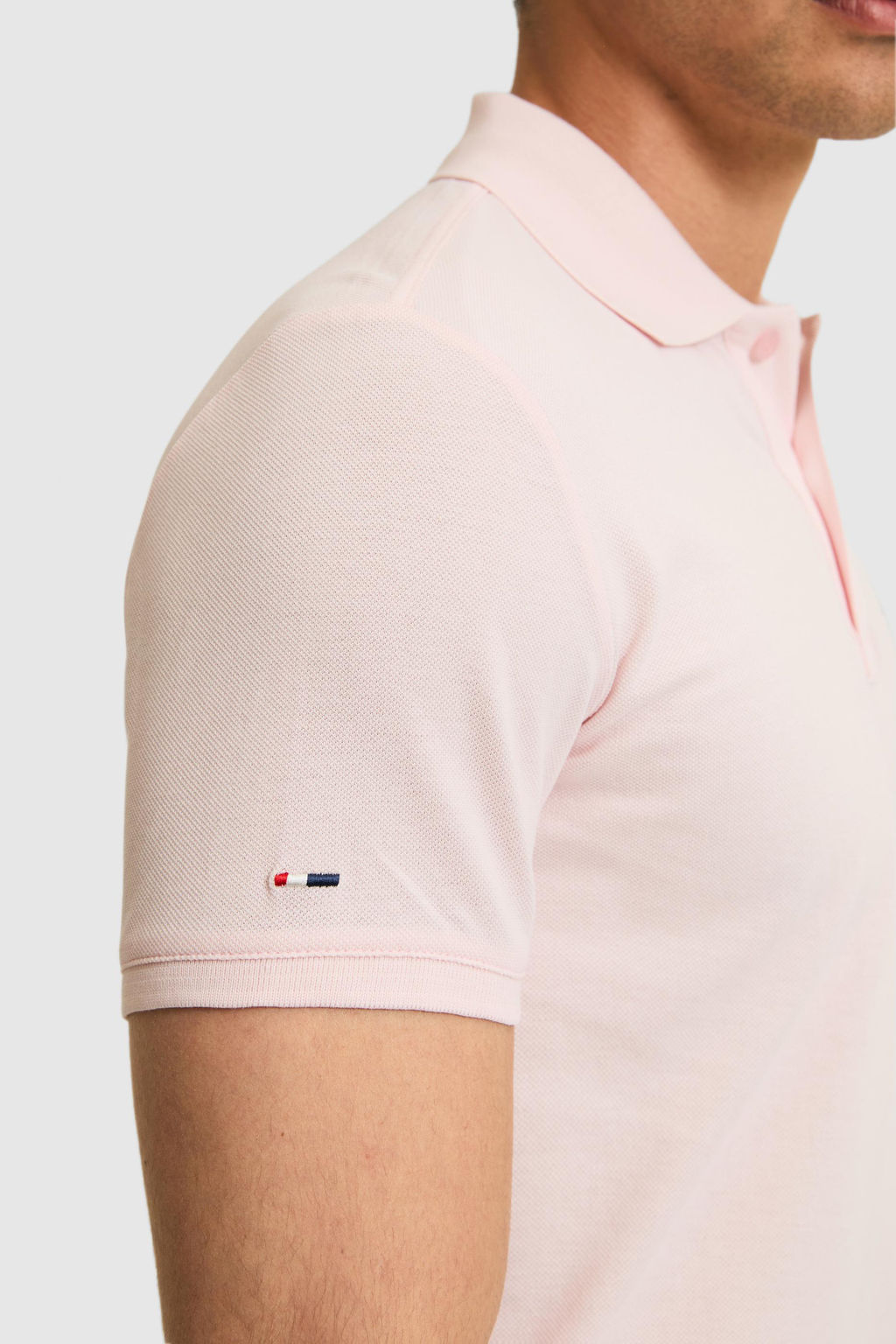 Erkek Slim Fit Polo Yaka A__k Pembe Basic Ti__rt