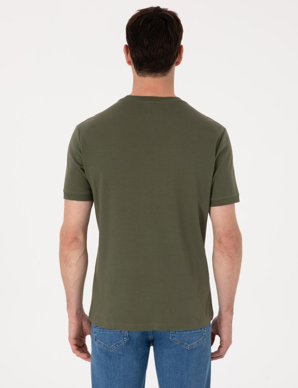 Haki Regular Fit %100 Pamuk Bisiklet Yaka Basic T-shirt