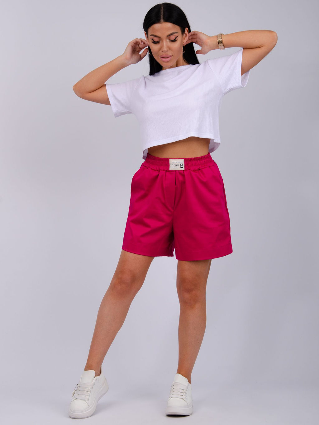 Шорты Сати, сатин хлопок 97% - Малина фото 11