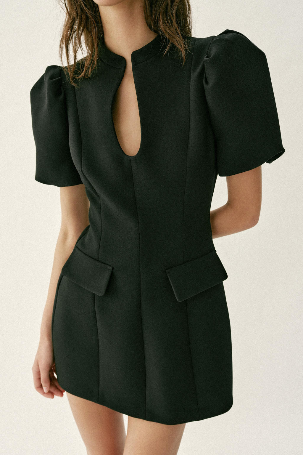 VESTIDO CORTO MANGA ABULLONADA / Negro - Zara фото 12
