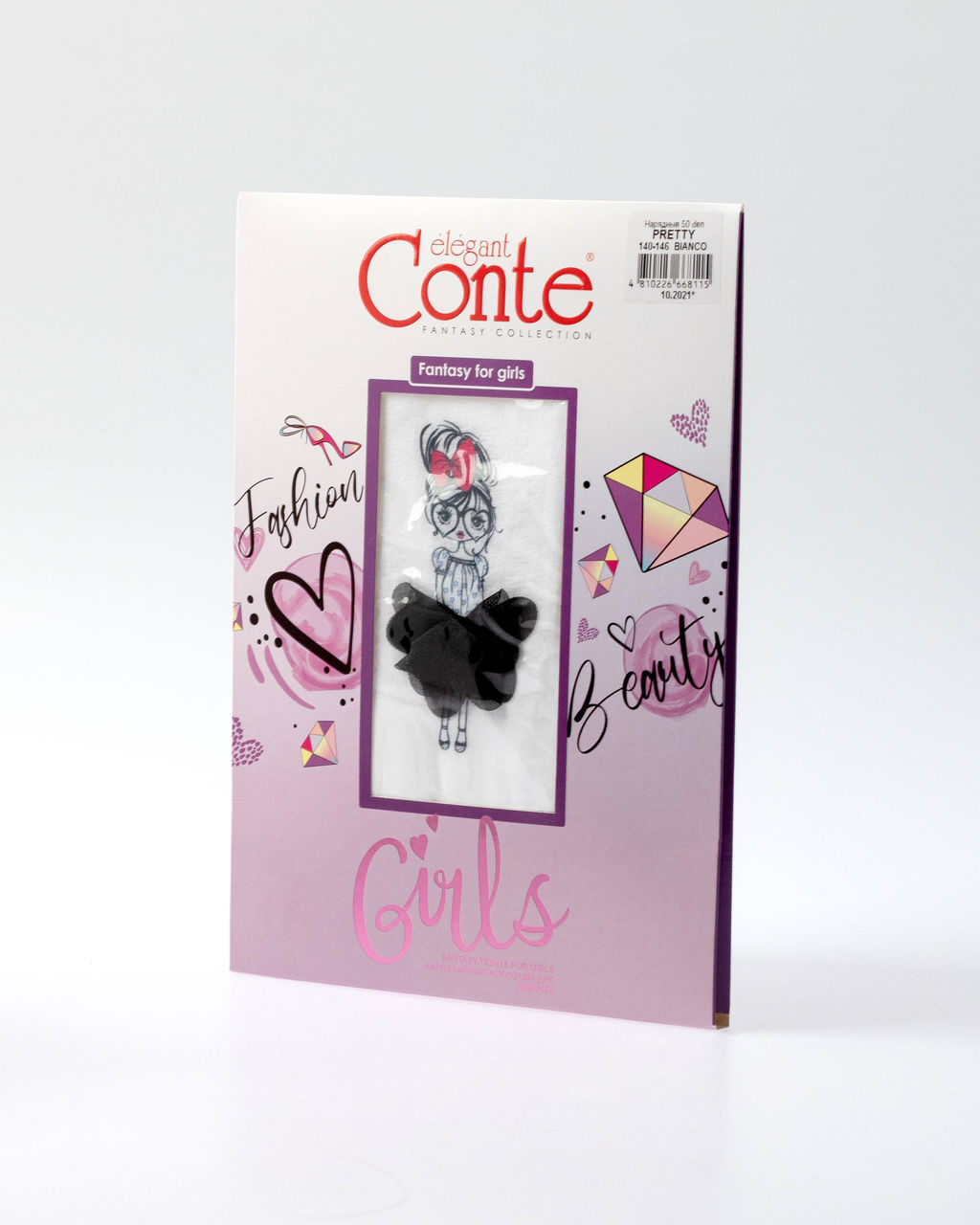 CONTE Колготки из микрофибры с рисунком и декором PRETTY bianco - Conte elegant фото 5