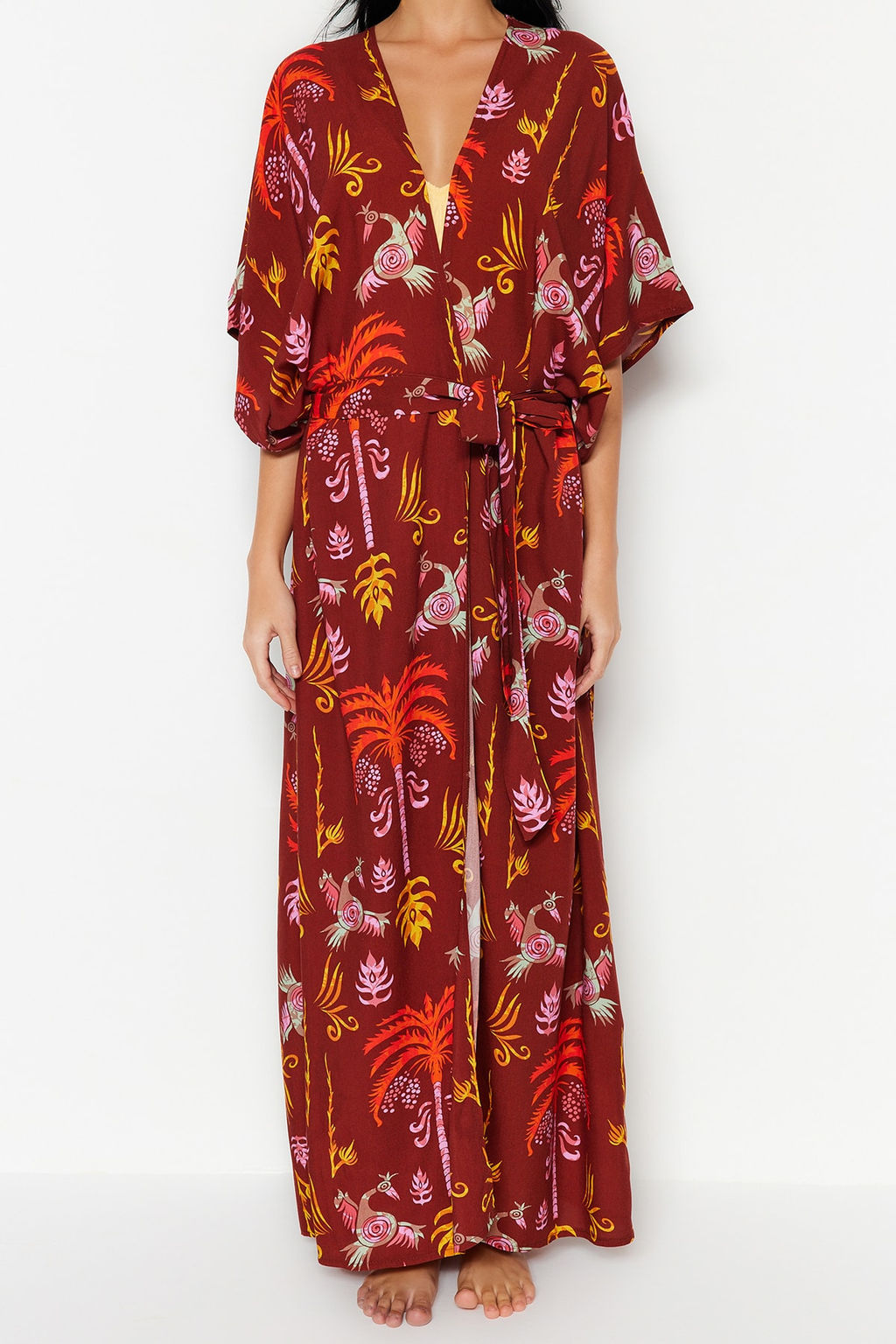 Yesil Etnik Desenli Kimono&Kaftan TBESS23KM00093 - Trendyolmilla фото 11