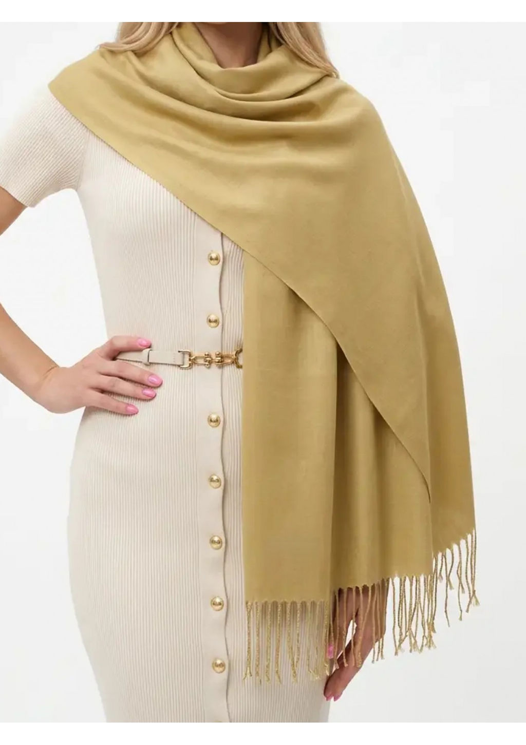 Палантин облегченный Pashmina Lanotti/св.бежевый  фото 7