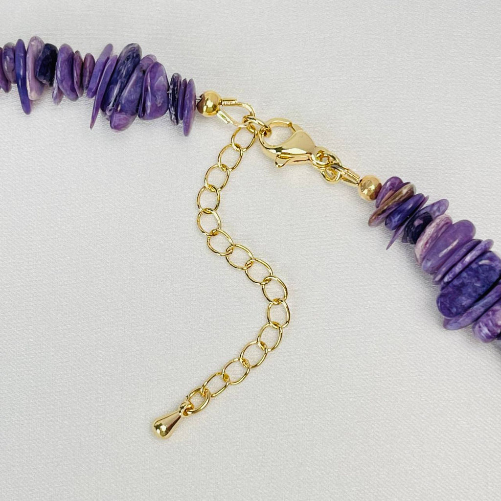 Колье из Чароита и Жемчуга 44 см +