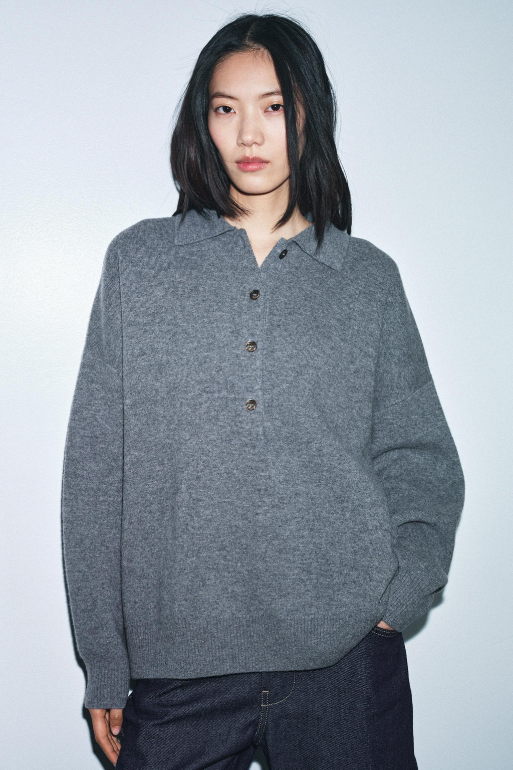 95% WOOL PLAIN KNIT POLO SHIRT - Zara фото 2