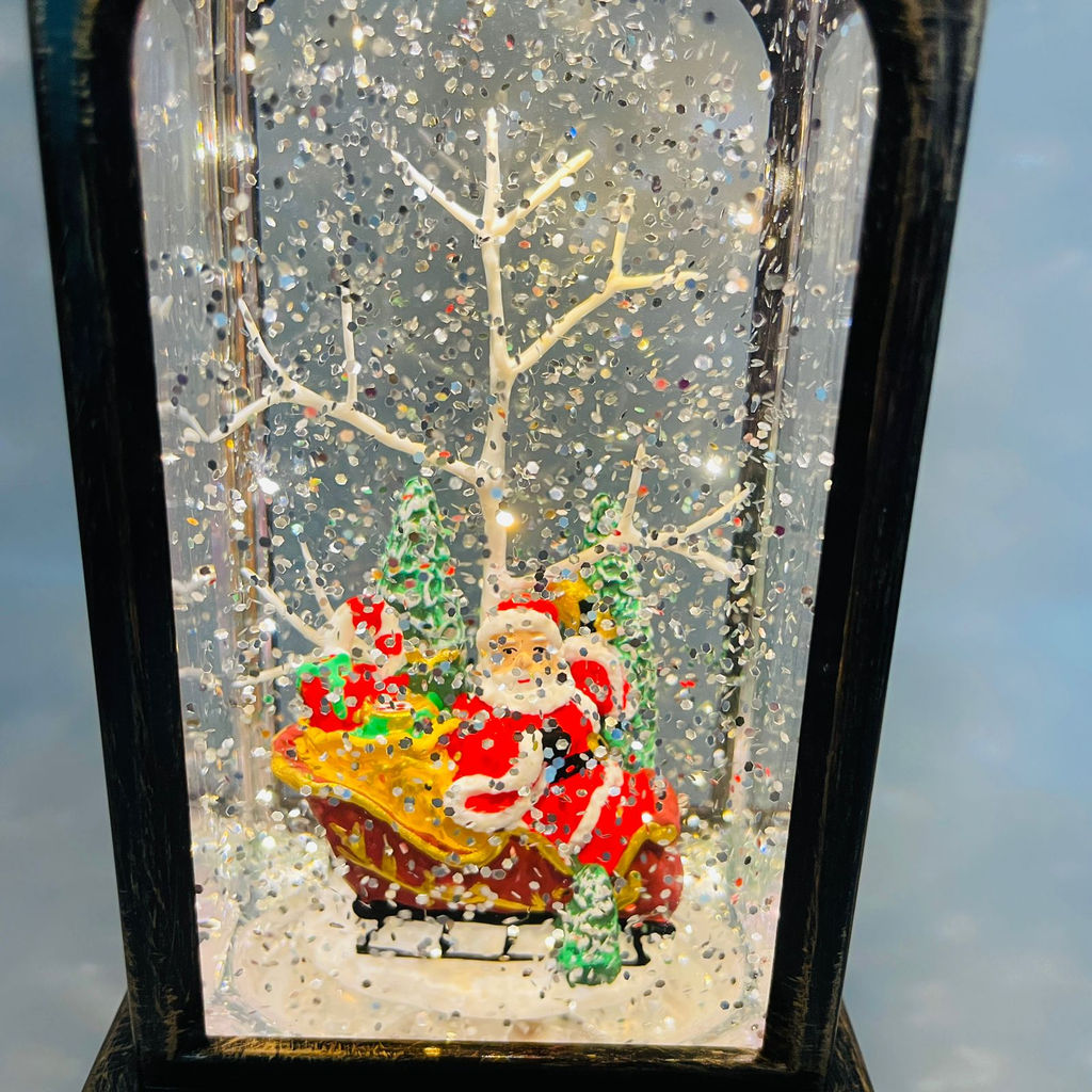 Новогодний декор Фонарь стекло - Дед Мороз на санях 23 см (арт. WDL-2101A) - Ип лебедев о.ю фото 4