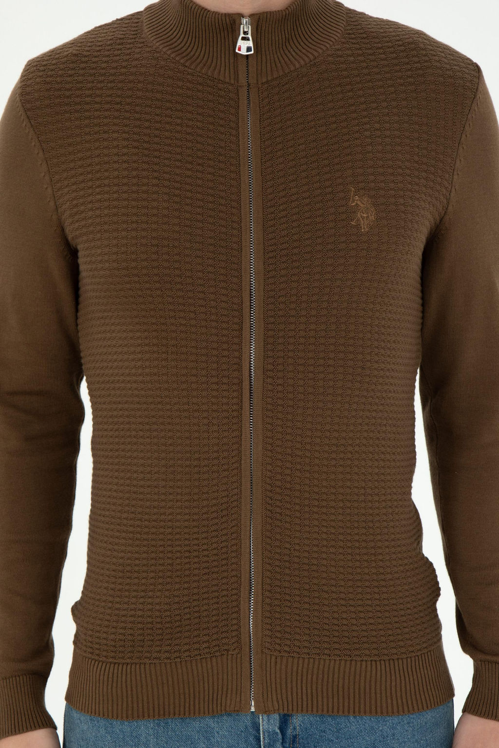 Мужской базовый трикотажный кардиган цвета хаки Неожиданная скидка в корзине - U.s. polo assn фото 6