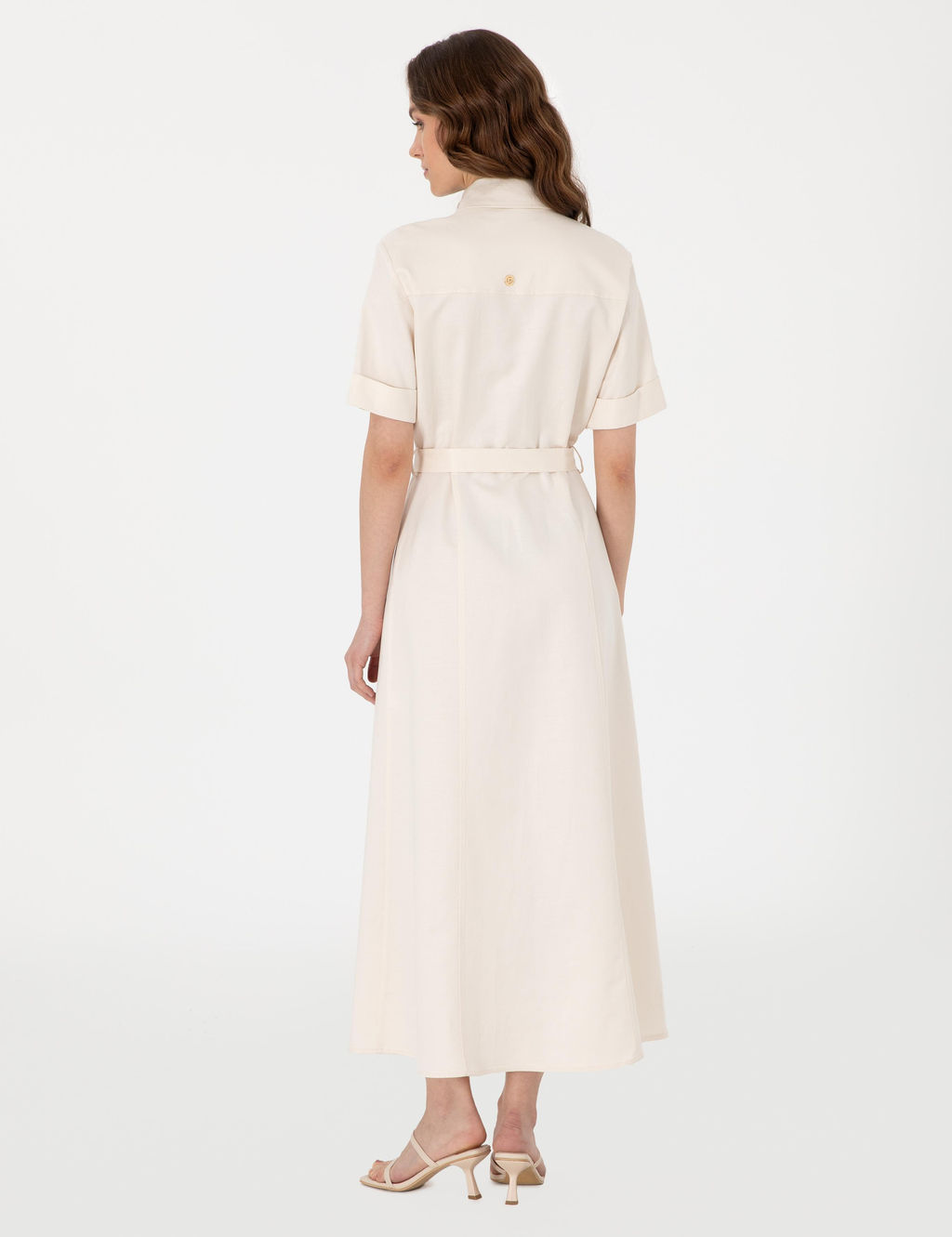 Ekru Regular Fit Dokuma Elbise