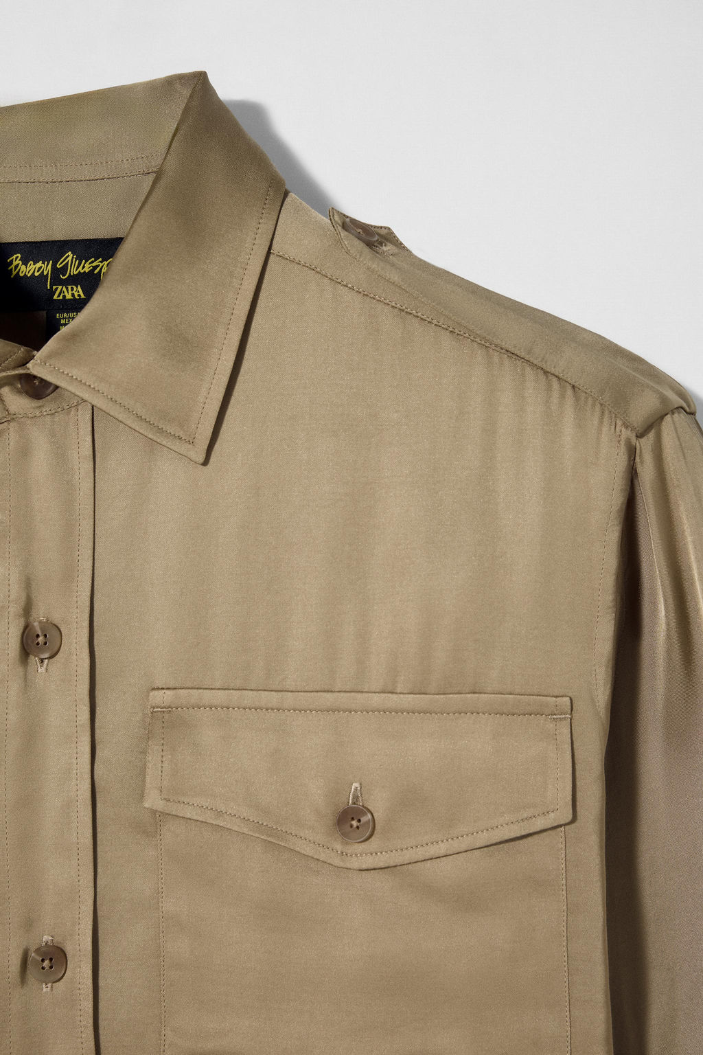 SATIN SHIRT WITH POCKETS BOBBY GILLESPIE X ZARA  фото 4