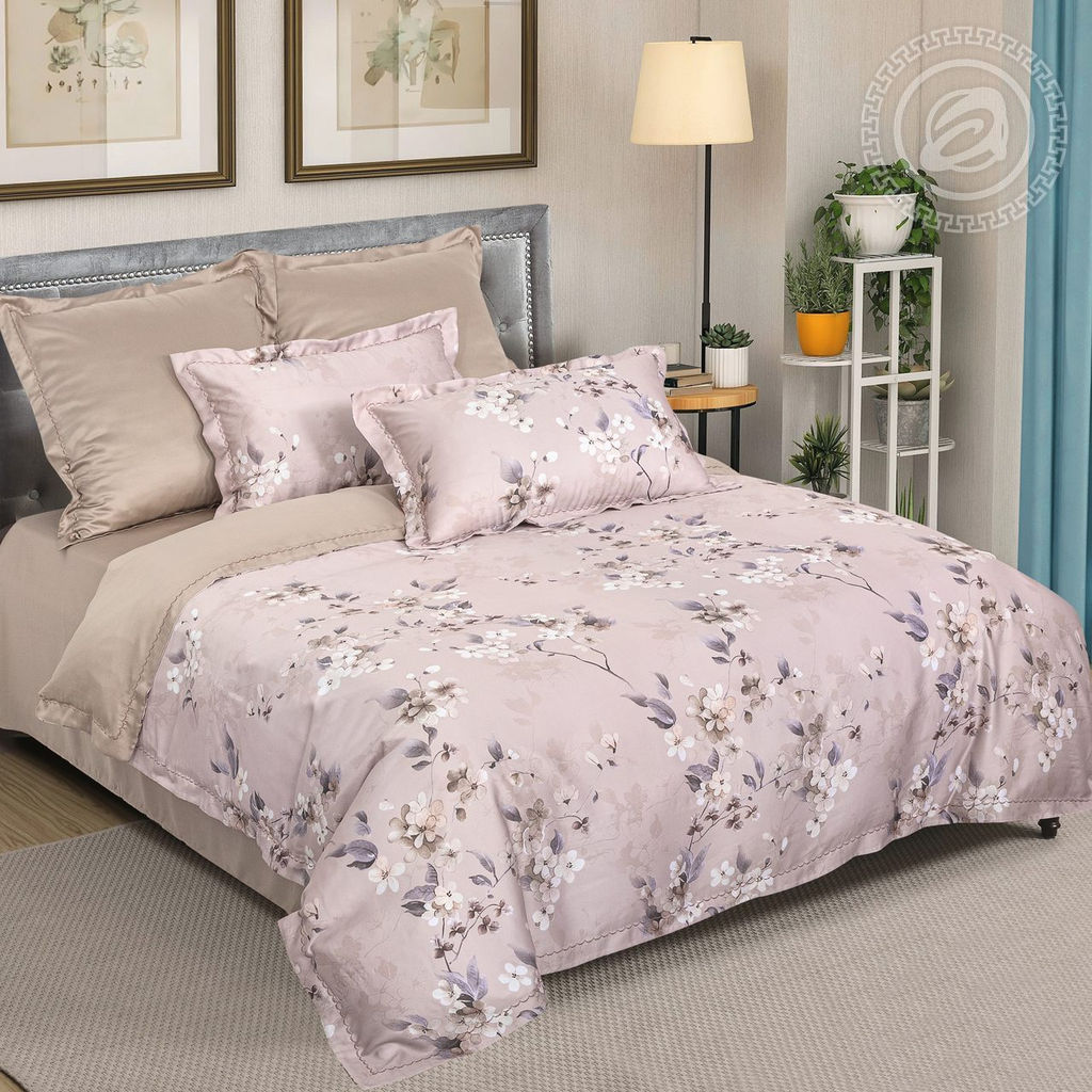 Постельное белье Дана (тенсель) 2 сп. с Евро/Пододеяльник (молния, ушки): 1 шт.- 210*175; Простыня: 1 шт.- 240*240; Наволочка (молния, ушки): 2 шт.- 70*70; Наволочка (молния, ушки): 2 шт.- 50*70 Тенсел