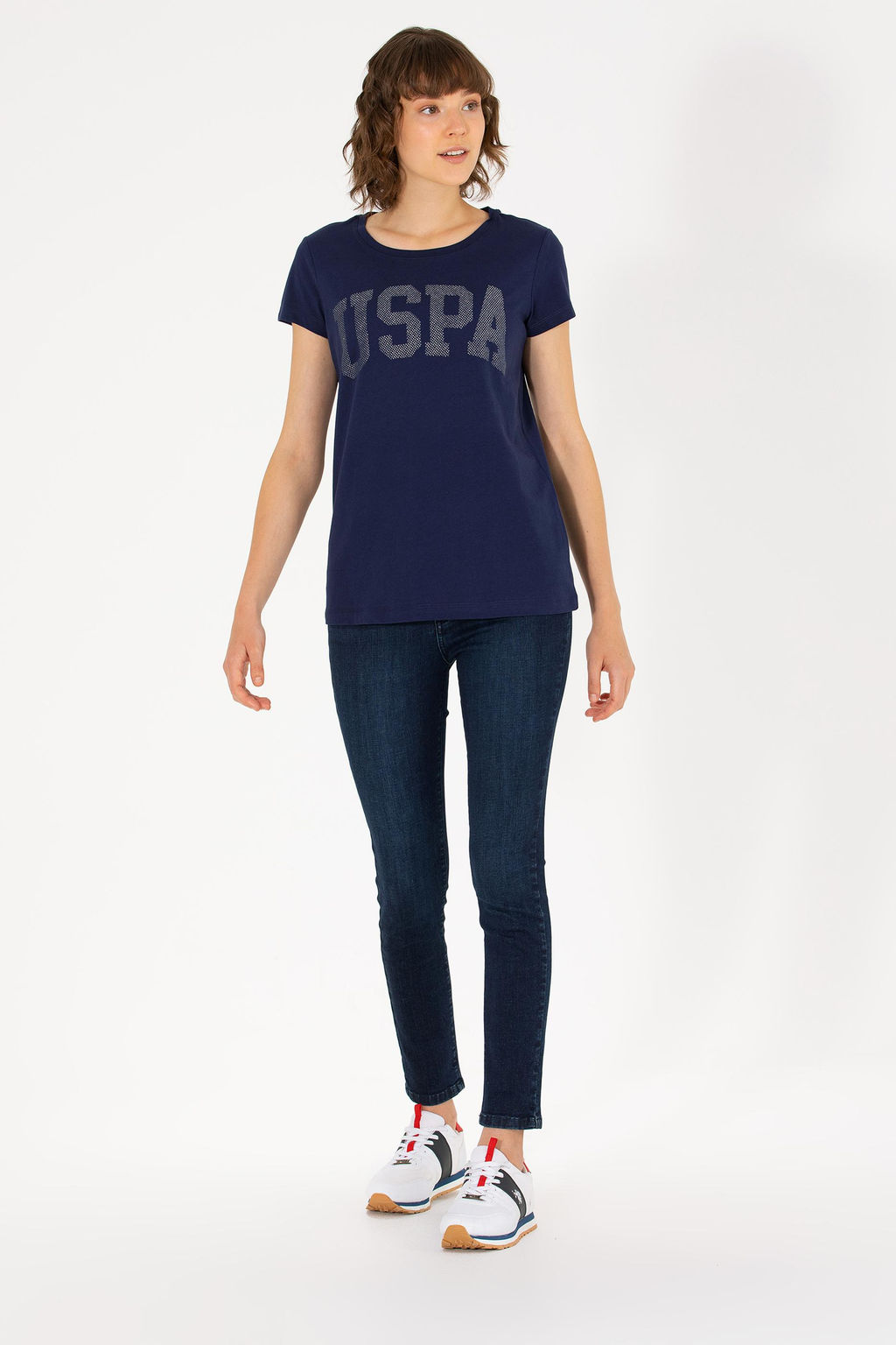 U. S. Polo Assn Женская базовая футболка темно-синего цвета с круглым вырезом - U.s. polo assn фото 4
