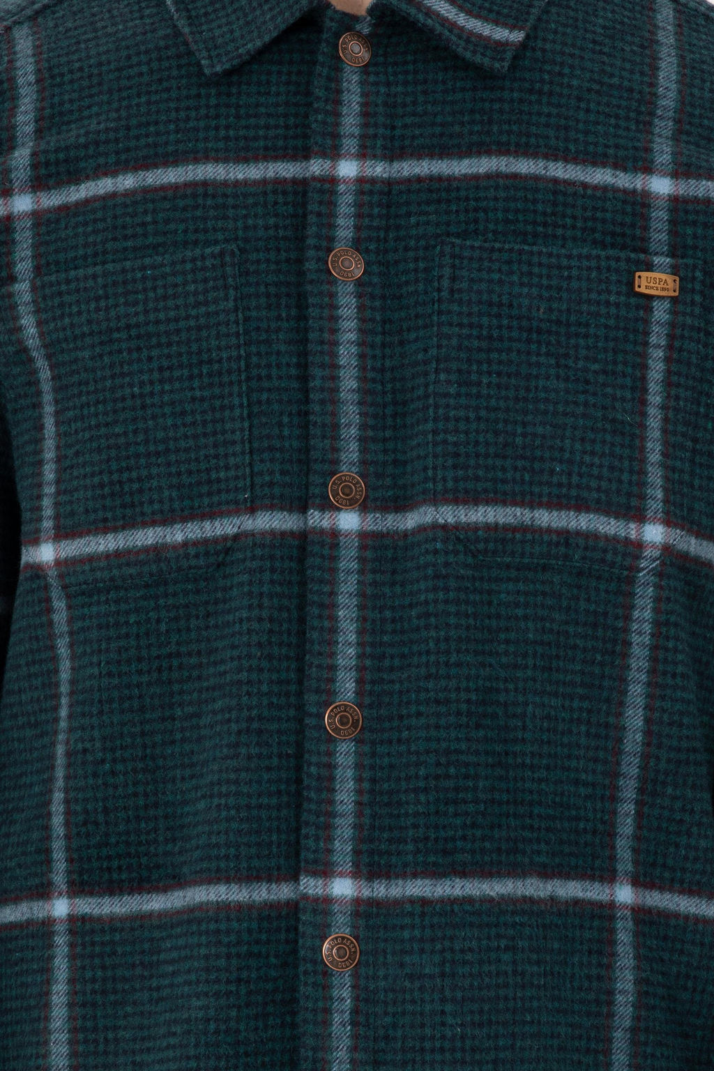 Мужская темно-зеленая рубашка с длинным рукавом - U.s. polo assn фото 6