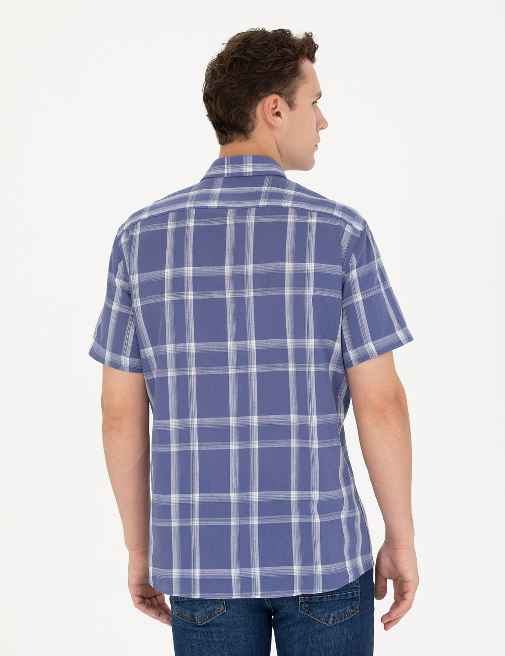 Lacivert Regular Fit K_sa Kollu G_mlek