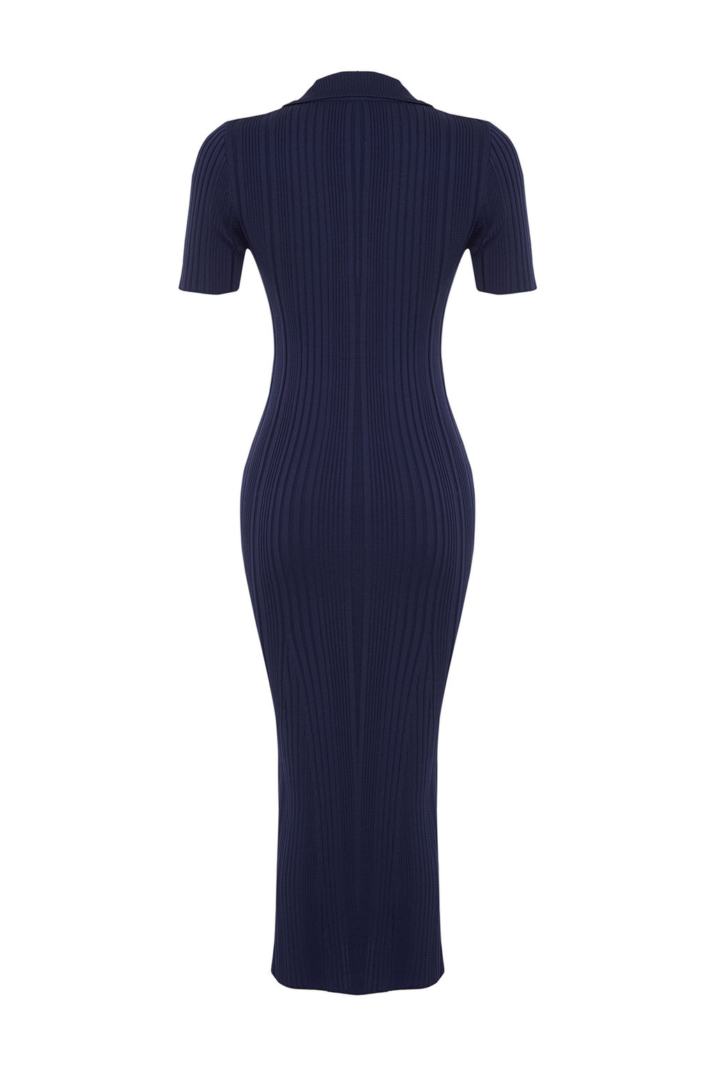 TRENDYOLMILLA Lacivert Maxi Triko Polo Yaka Elbise TWOSS24EL00282 фото 8