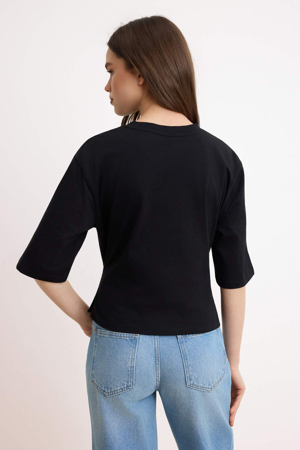 Ekru Regular/Normal Kal?p Dusuk Kol Truvakar Tok %100 Pamuk Orme T-Shirt TWOSS26TS00198 - Trendyolmilla фото 8