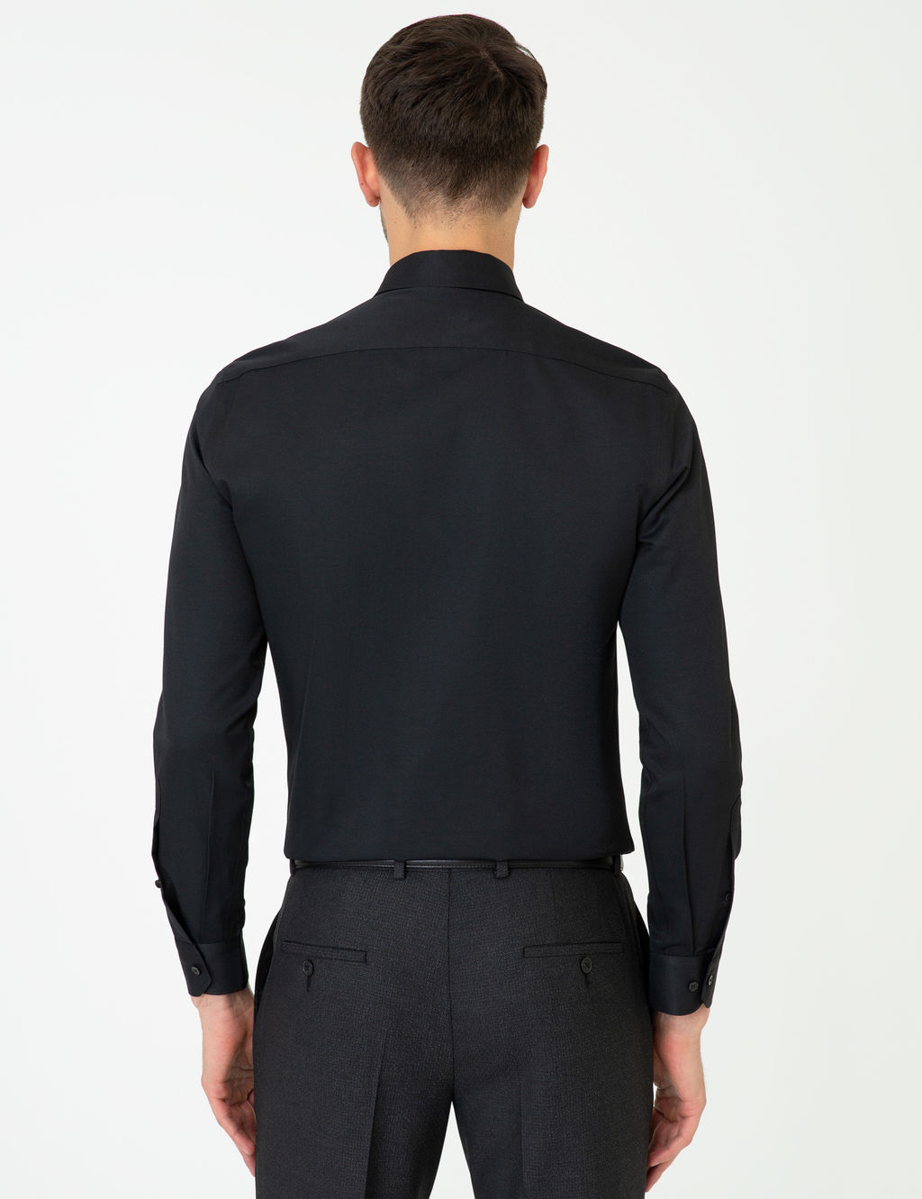 Siyah Slim Fit Uzun Kollu Klasik G_mlek