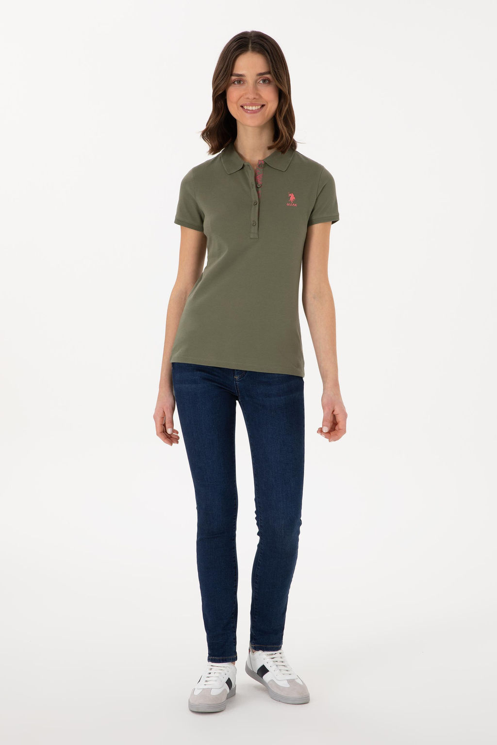 Kad_n Koyu Haki Basic Polo Yaka Ti__rt Sepette S_rpriz _ndirim - U.s. polo assn фото 4