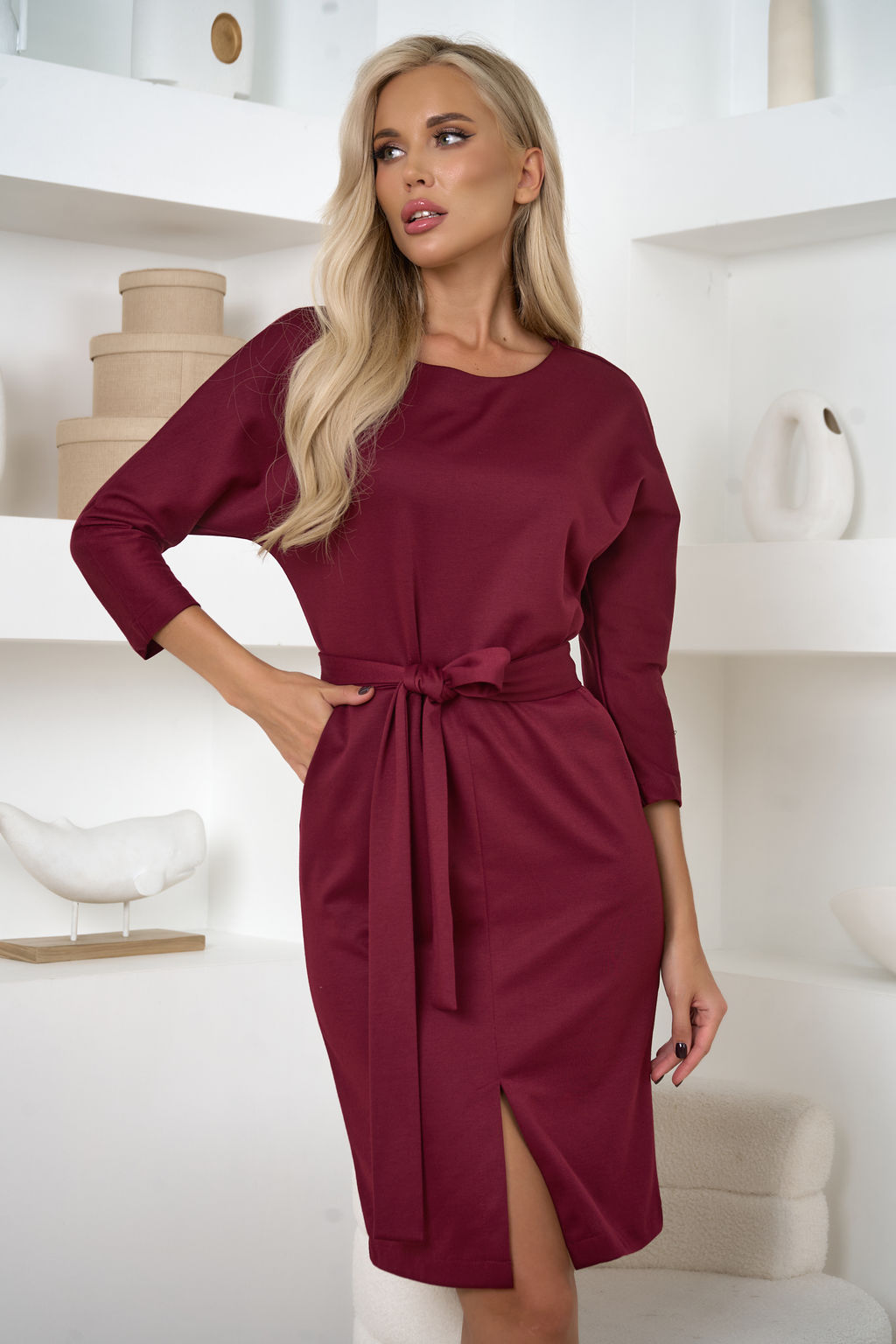 Платье Open Style 7004 бордовый